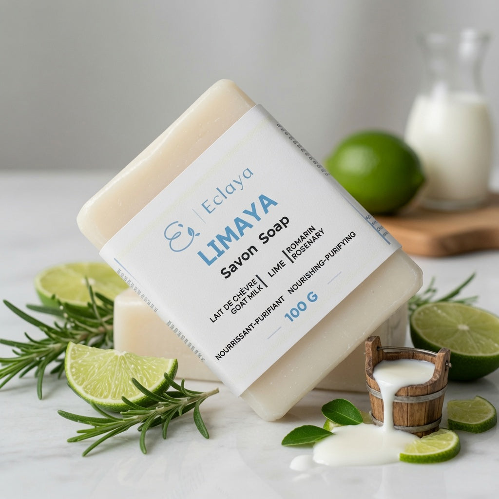 LIMAYA-Savon au lait de chèvre , romarin & lime